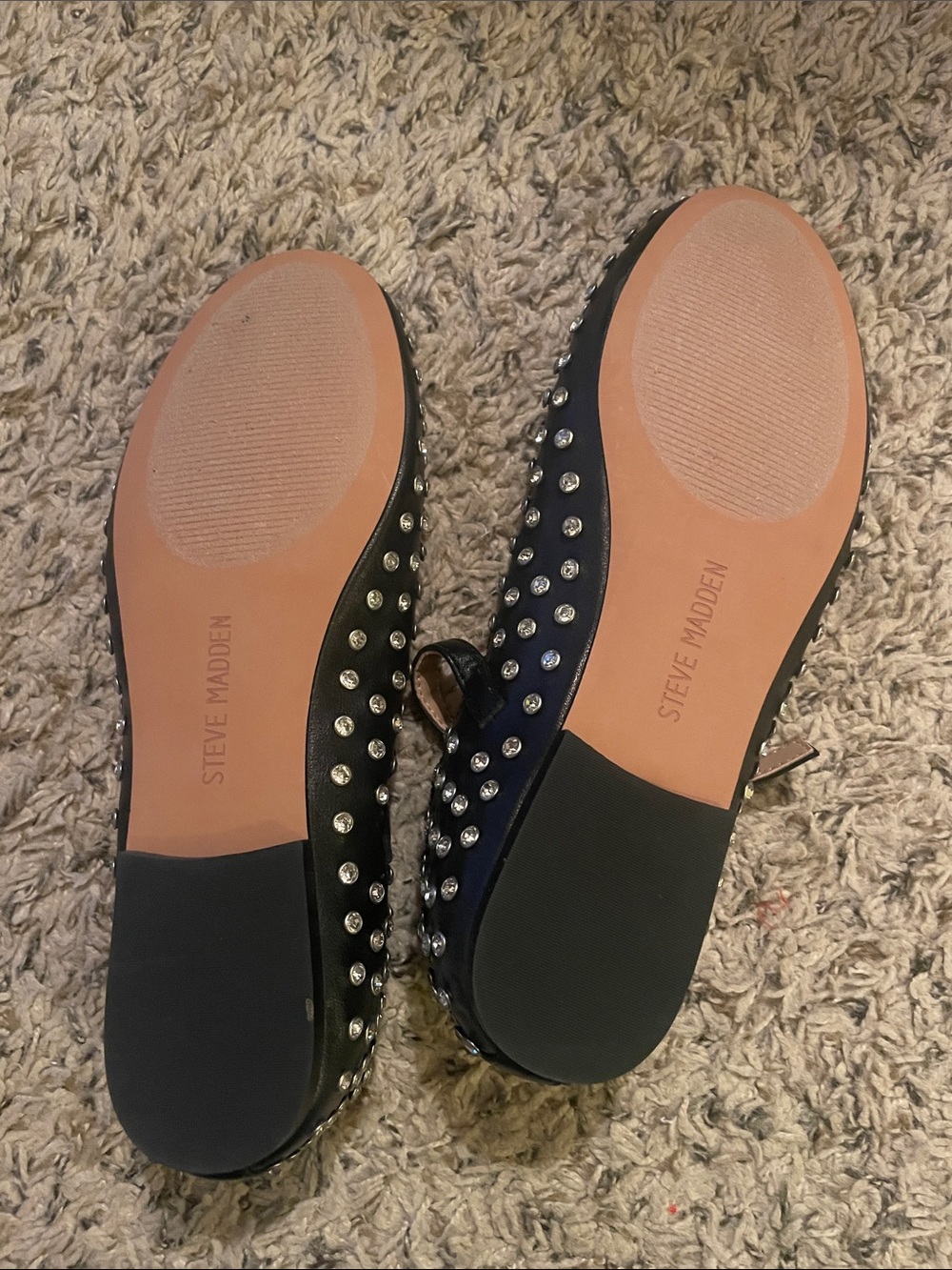Steve Madden Black Studded Maryjane Flats with Silver Accents - Picture 4 of 4